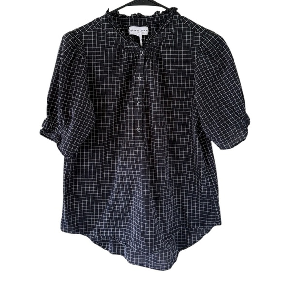 Apiece Apart Los Altos Top in Black/Cream Checks - Picture 7 of 7